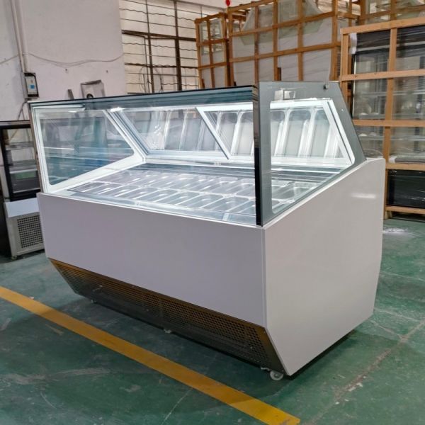 Italian Ice Cream Display Freezer Gelato Refrigerator 10 12 14 16 18 20 Pans