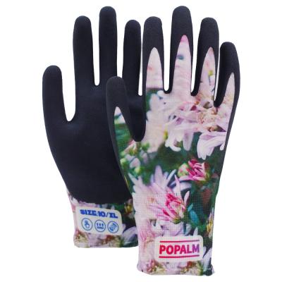POPALM GripGuard Garden Gloves Customized Digital Printing Latex Coated Gloves All Terrain Work