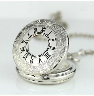 Alloy Skeleton Movement Silver Pocket Watches For Mens , Man's Pocket Watch