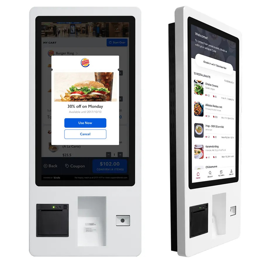 Floorstanding Android Self Service Payment Kiosk Self Checkout POS System 15.6''