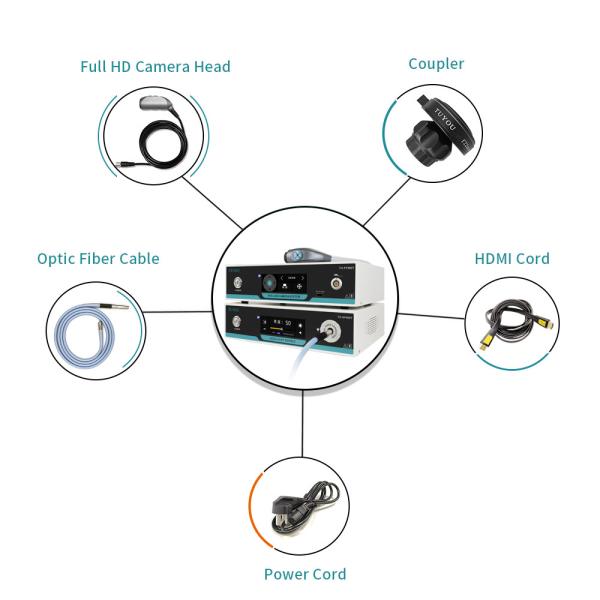 Full HD Endoscope Camera Unit with LED Light Source and Touchscreen Menu