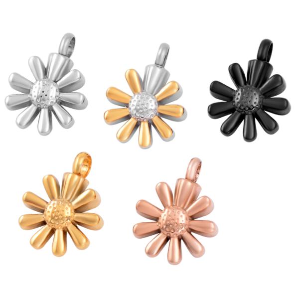 Gift Sunflower Women Cremation Urn Pendant For Ashes Silver Gold Rose Gold Black Memorial Urn Jewelry Keepsake Necklace