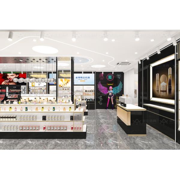 Magasin de beauté Décoration d'intérieur Tableau laminé or noir Plateau d'affichage cosmétique pour l'affichage des magasins de détail et la décoration des magasins de soins de la peau