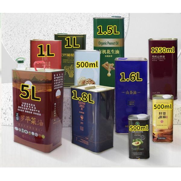 1000ml Empty Oil Tin Cans Food Grade Metal Paint Square Rectangular Packaging