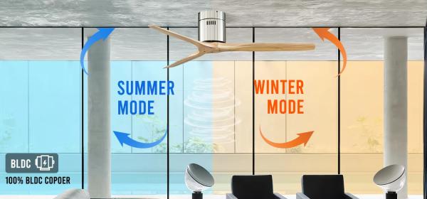 52 pouces ventilateur de lumière Ventilateur De Techo Salon intérieur Bldc Smart moderne 3 lames Ventilateur de plafond en bois avec lumière et télécommande