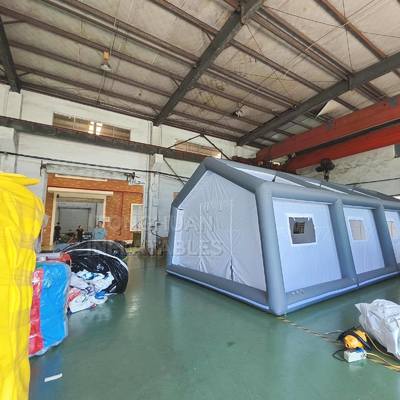 Commercial Inflatable Event Tent with Reinforced Grey Air Frame White Fabric Walls Windows and Modular Large Capacity Layout