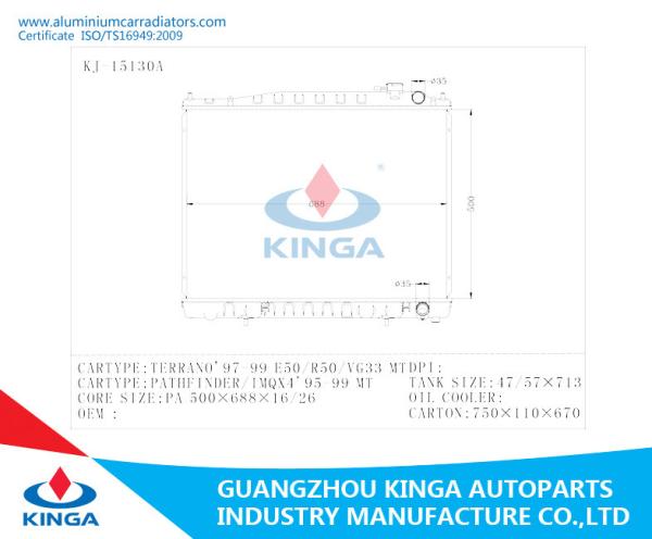 Nissan Terrano aluminum auto radiator High Performance with Tube - fin