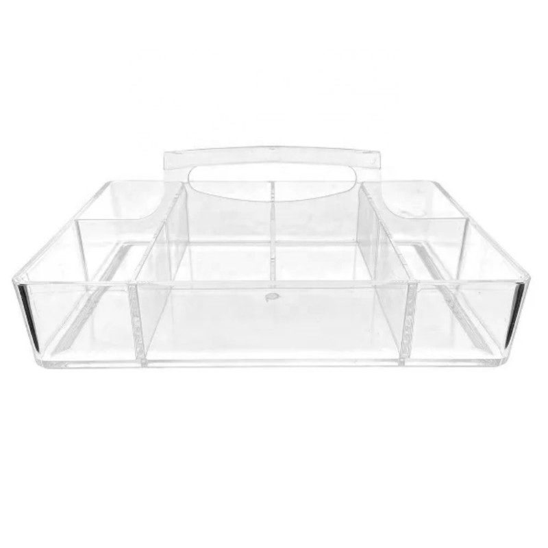 Custom Rectangle Acrylic Organizer Tray Clear Single Tier Standing Storage for Cosmetics Jewelry Office Supplies