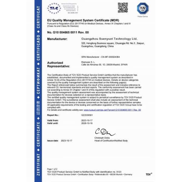 Guangzhou Suenyuet Technology Limited Сертификации