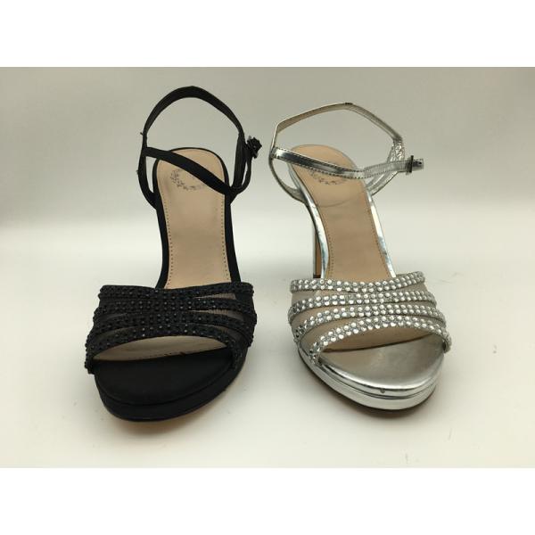 Stiletto Ladies Soft Leather Sandals Open Toe 5cm High Heel Silver Sandals