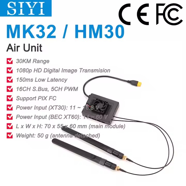 Siyi Mk15/hm30 Receiver Air Unit With L Range Full Hd 1080p Transmitter 5.8 Ghz Transmission