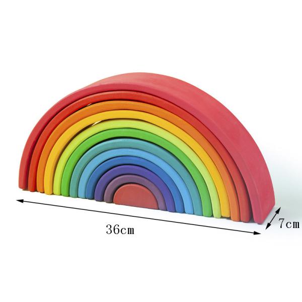 Arco-íris 7cm de madeira educacional dos brinquedos dos blocos de 35cm que empilha blocos
