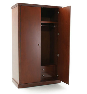 Free Standing 2 Door Wooden Wardrobe , Solid Wood Wardrobes For Modern Hotel