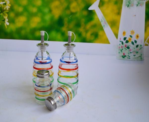 GLASS OIL&VINEGAR BOTTLE  SALT&PEPPER BOTTLE