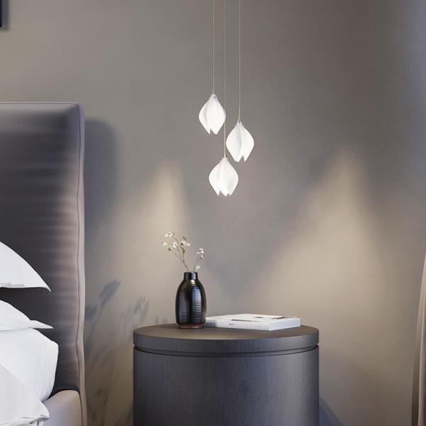 Nordic Simple Ceramic Magnolia Chandelier Department Bedroom Headboard Stairroom Petal Light