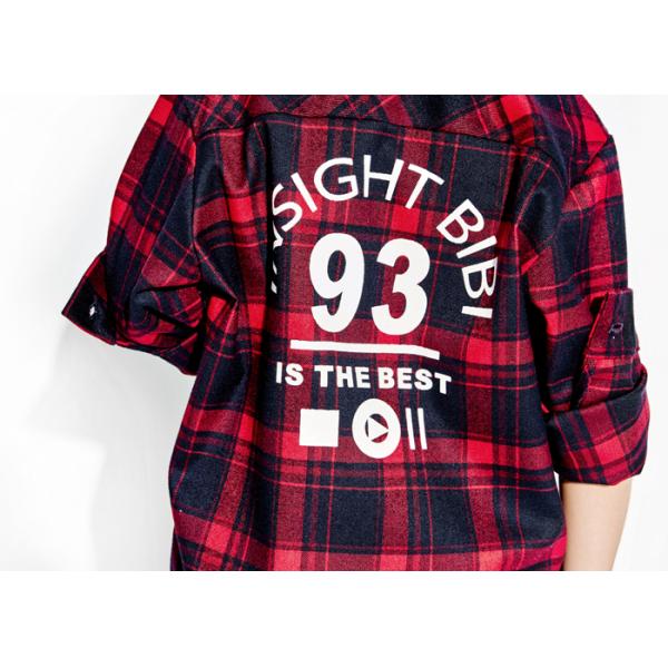 Checked Woven Fabric Kids Boys Clothes Kids Long Sleeve Polo Shirts Soft