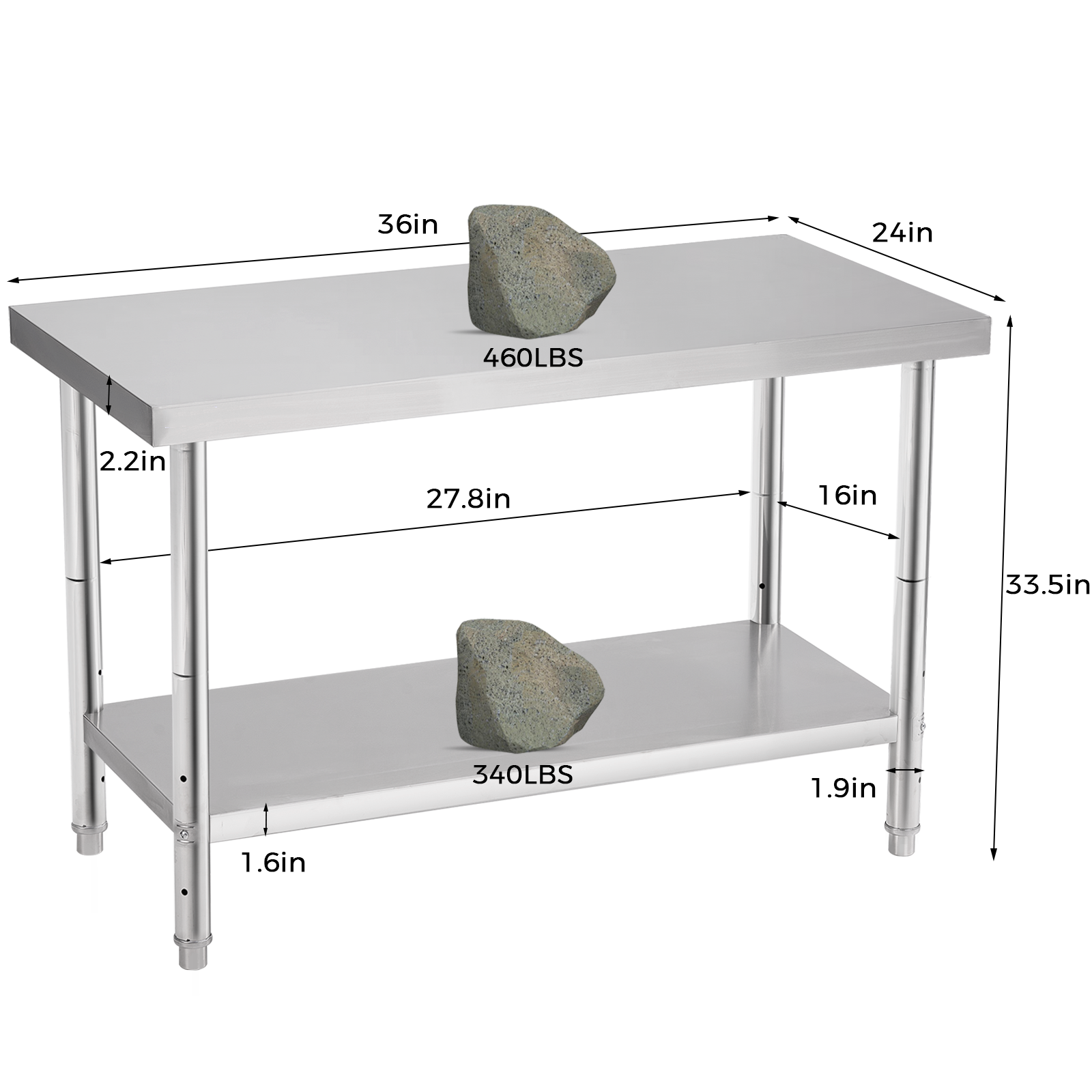 Durable Construction Stainless Steel Work Table with Customized Size and Easy Mobility for Commercial Kitchen