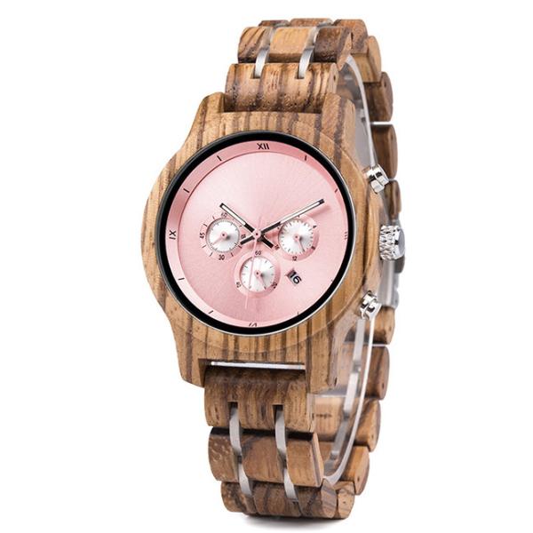 Chronograph 20mm Luxury Wood Watches SGS Wooden Skeleton Watch Date Function