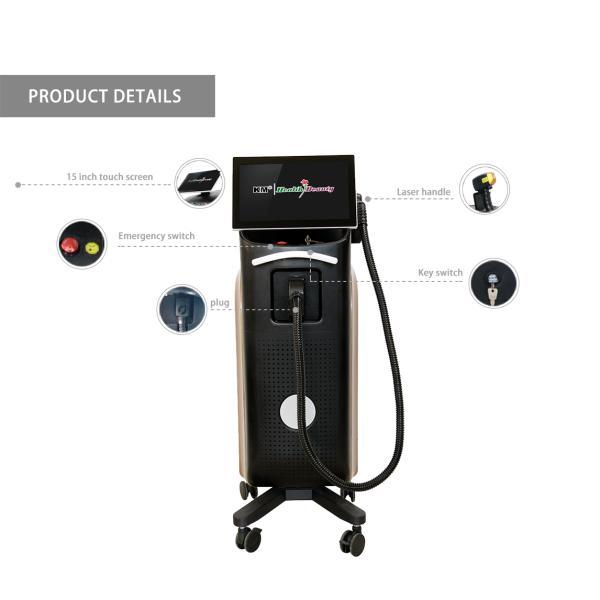 Sistema de súper enfriamiento Máquina de depilación láser de diodo láser titanio 755/808/1064nm ICE