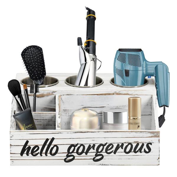 Rustic Design Style Wall Mount Hair Styling Care Tool Organizer with Personalized Logo