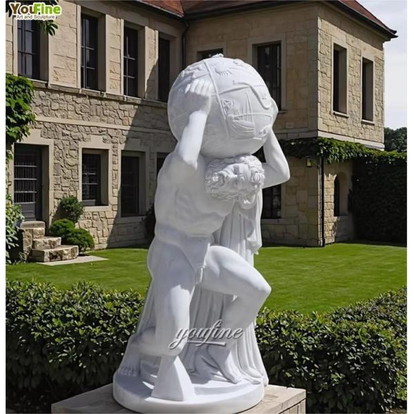 Greek Titan Holding Globe Statue Atlas Marble Sculpture