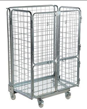 Black Electro Galvanized Wire Utility Cart For Factory Auto Parts