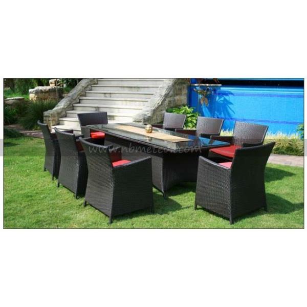 Shrinkage Function Rattan Dining Set with 8*1.1MM Pe Rattan and Aluminum Frame