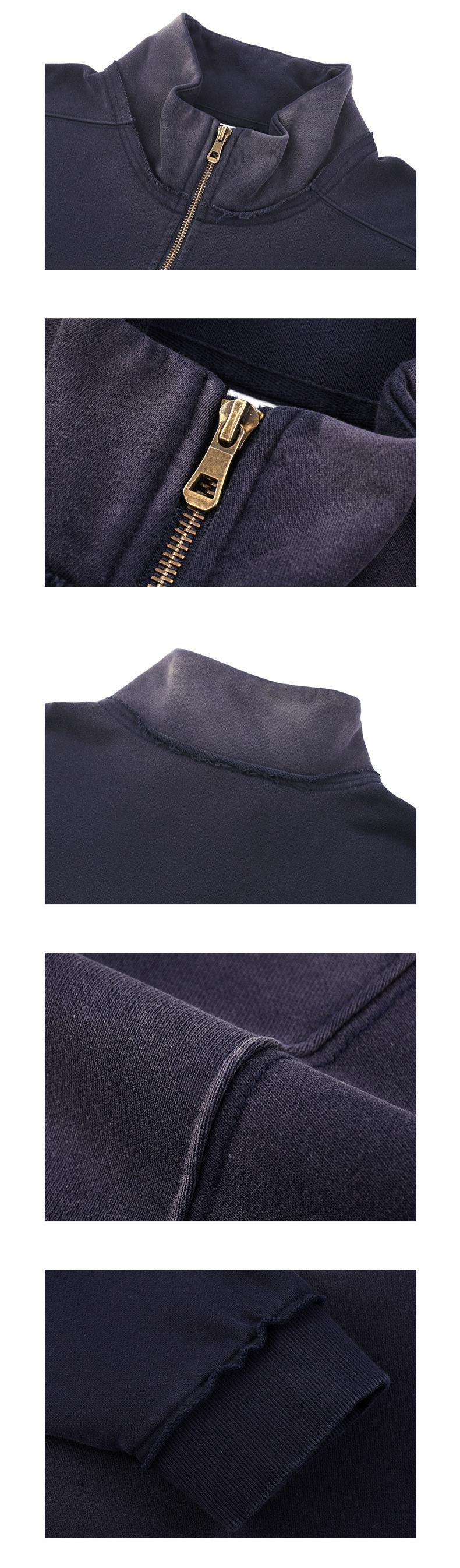 465G Cotton Blend Gradient Zip Stand Collar Oversized Street Jacket 4 Colors Spring Autumn