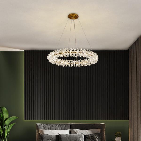 Post-modern Nordic Simple Crystal Chandelier Light Luxury Living Room Bedroom Lighting Circular Creative Decorative Chandelier
