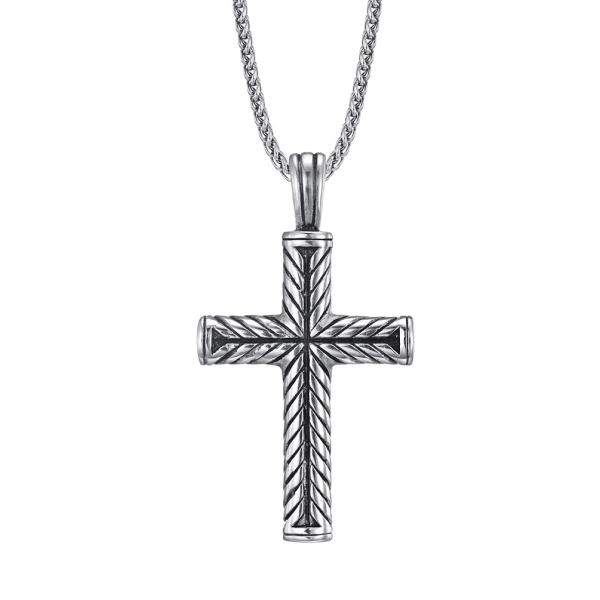 Gold Chain Link Classic Style Men's Cross Necklace Silver Stainless Steel Men's Pendant Cross Necklace Jewelry for Women