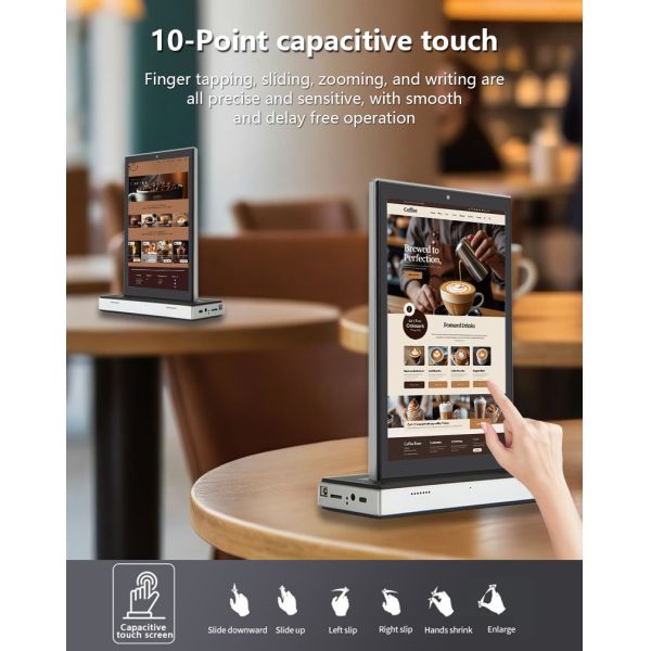 10.1inch dual display desktop android all in one touch screen 4G tablet pc Wi-Fi POE power restaurant othering kisok