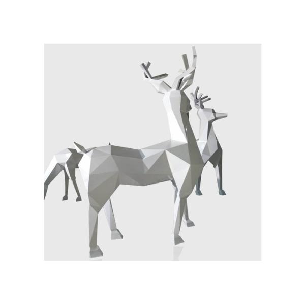 Famous Geometric Life Size Deer Sculptures Modern Art Stainless Steel