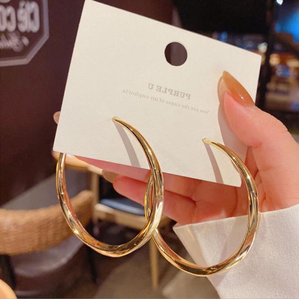 Women 18k Gold Plated Big Hoop Earrings For Girls Fashion Jewelry
