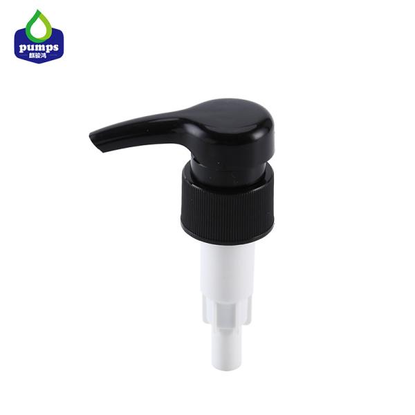 28mm Black Lotion Pump , Big Dosage 4cc Ribbed Plastic Liquid Soap Dispenser Pump