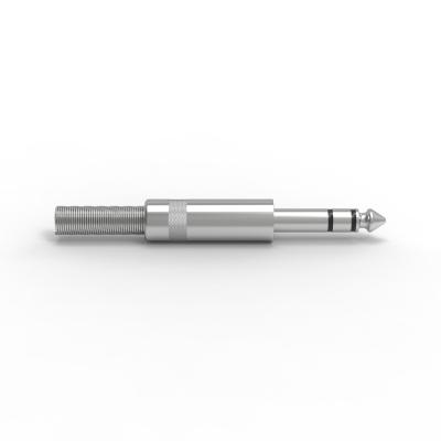 Metal 6.35 mm Jack Plug Through Hole Audio Jack Connector 2 Contact