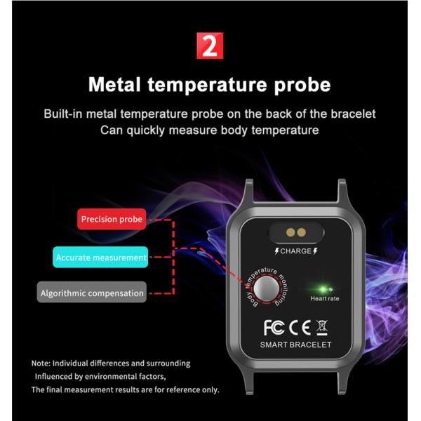 Дети температуры тела Smartwatch T96 делают измеряя отслежыватель водостойким ECG здоровья фитнеса браслета Gts T96