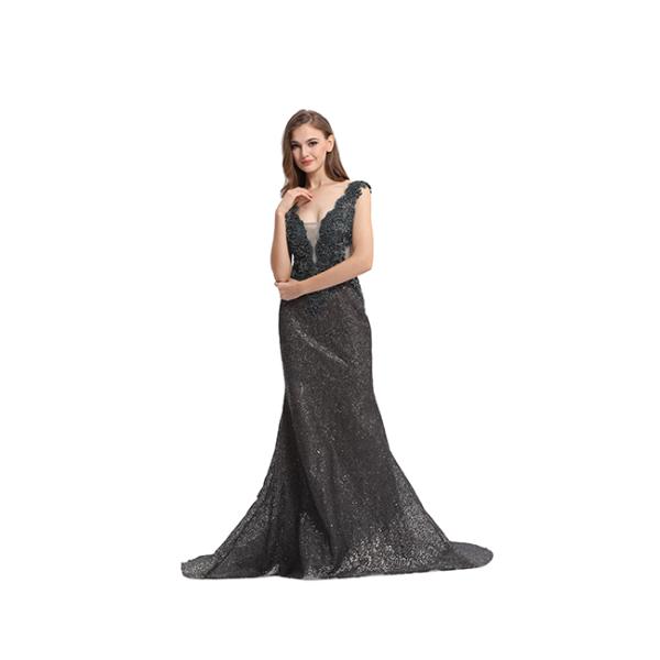 Baby Light Pink Sequin Half Sleeve Evening Gown Women Wear Customized Size