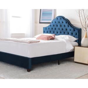 Navy velvet Luxury bed furniture Queen King Full size bed with tufts and nails