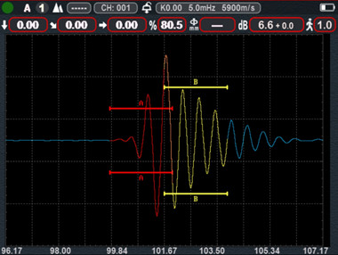 детектора рванины тарировки развертки DGS AWS b 120dB 3000Hz 25meters DAC AVG оборудование Ndt автоматического портативного ультразвуковое