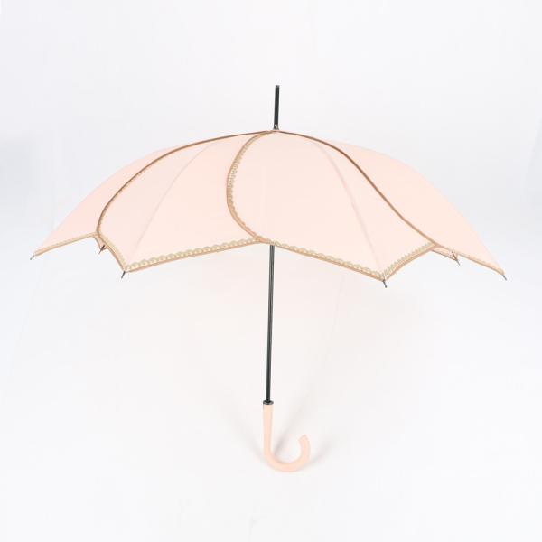 Khaki Ladies Lightweight Travel Umbrella , Ladies Walking Umbrella Plastic Curved Handle