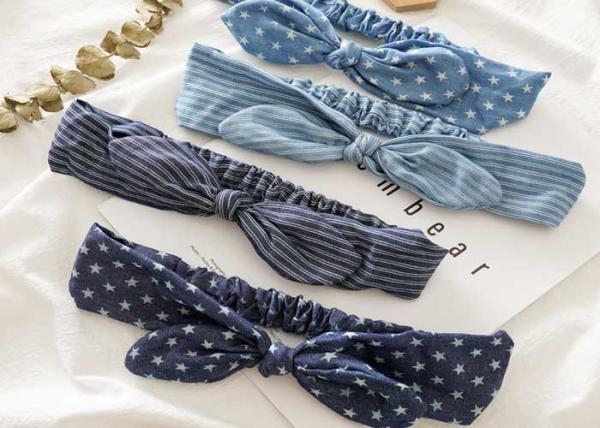 vintage hair bands Knot rabbit ears hair hoop tri-state accessory Denim elastic hair hoop headdress