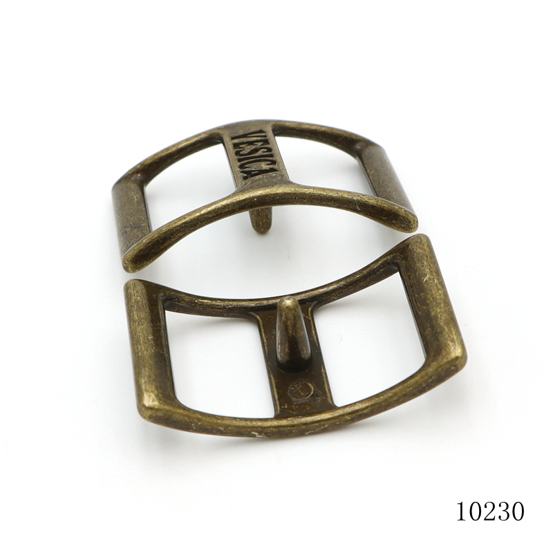 Trendy Fashion Antique Brass Metal Conway Buckle Leather Belt Curved Slider Buckle with Logo