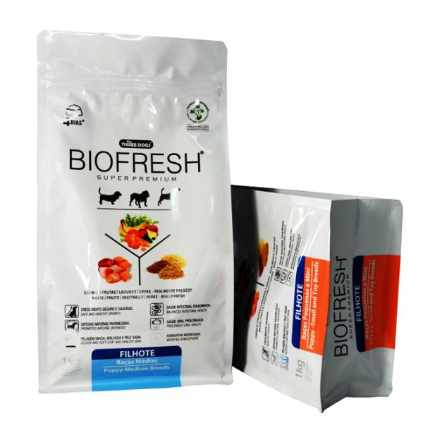 Sacs en plastique imprimés de nourriture de chien d'emballage inférieur carré