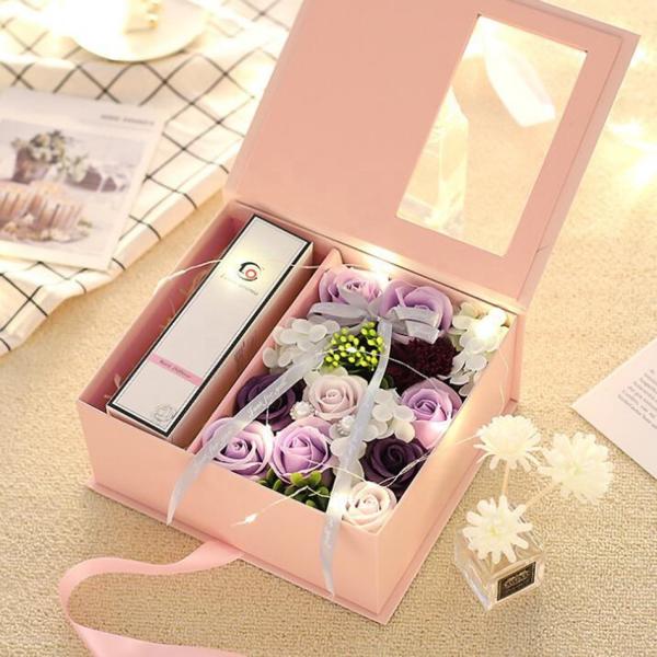 Hot Sale Window Flower Box Luxury Center Parting Packaging Flower Boxes Wedding Gift Box