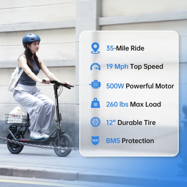 C10 12''*2.125 450W Folding Electric Mini Scooter with LCD Rear Brake 36v Foldable Bike Supply Lithium Battery
