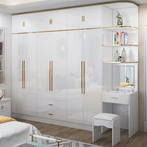 4 White Doors High Glossy Door Wardrobe Closet In Bedroom Storage Cabinets