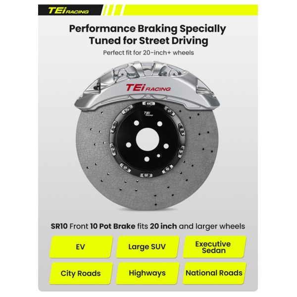 TEI SR10 10 Pot Brake Caliper R20 R21 R22 Carbon Ceramic Disc Front Brake Kit for BMW 5 Series E39 E60 G30 G38 G60