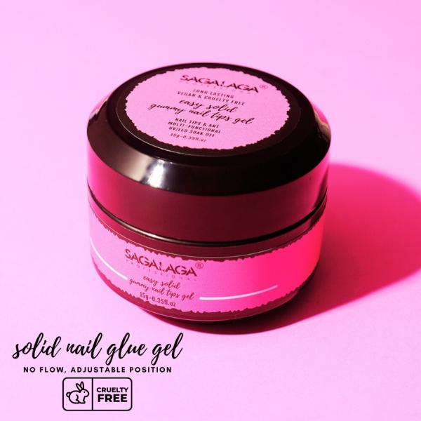 SAGALAGA Strong Adhesive Solid Gel Glue Custom Logo Glue Gel Polish for Press on Nail Transparent Tips Glue