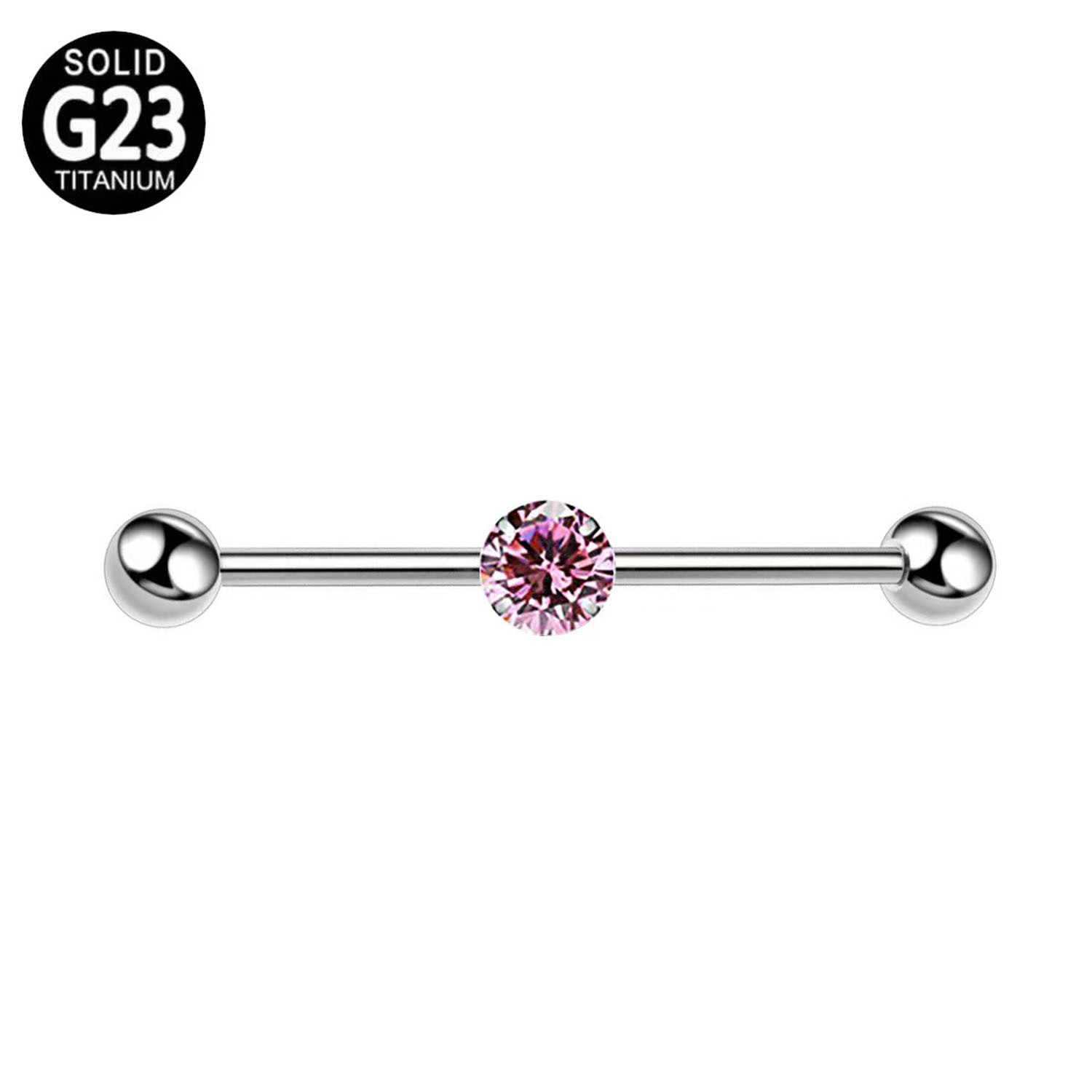 G23 titanium Industrial Barbells ear bridge with Bezel CZ ear bone nail  TB0327