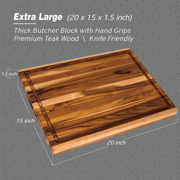 Разделочная доска большого устойчивого Teak деревянная 20 x 15 x 1,5 дюймов